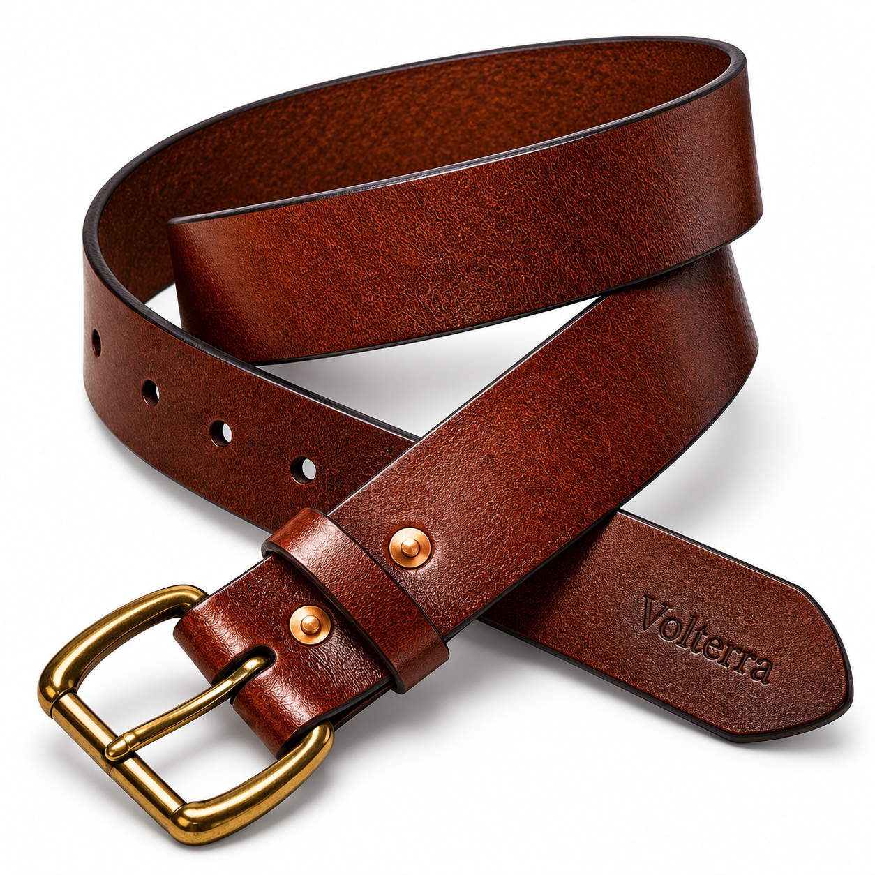 Volterra Italian Leather Belt + Solid Brass Buckle