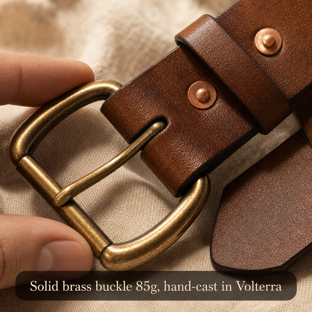 Solid brass buckle 85g, hand-cast in Volterra