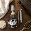 Sheffield Brass Safety Razor + Badger Brush Set