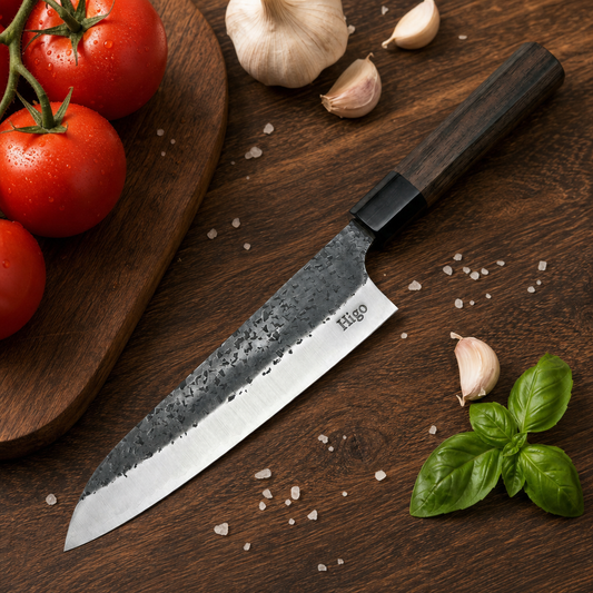 Higo Hand-Forged Carbon Steel Gyuto Chef Knife hero shot