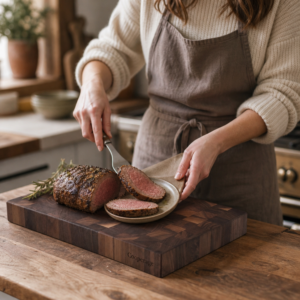 Daily use with the Cooperage End-Grain Walnut Cutting Board