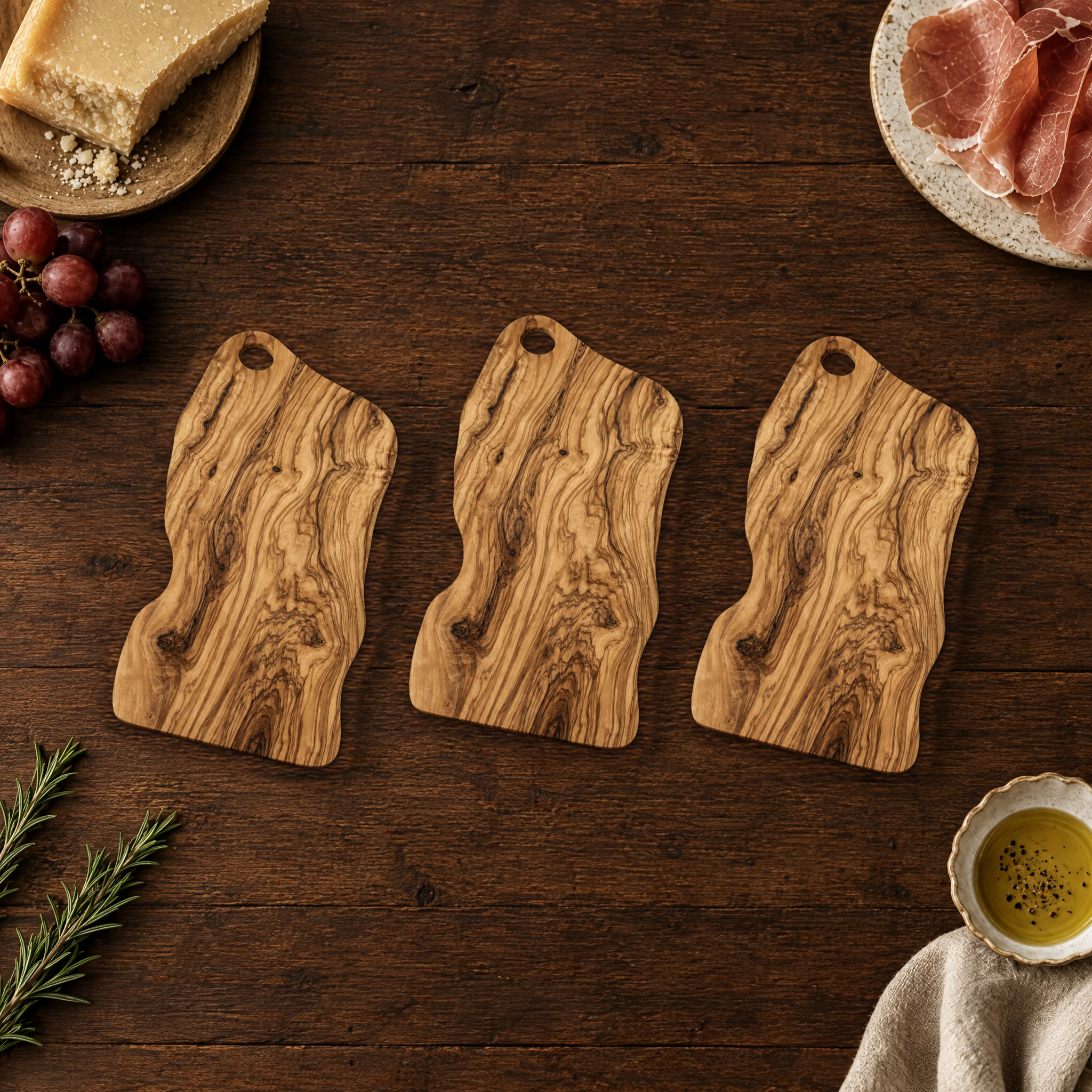 Three Alba olive wood boards