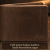 Full-grain Italian leather, hand-burnished edges