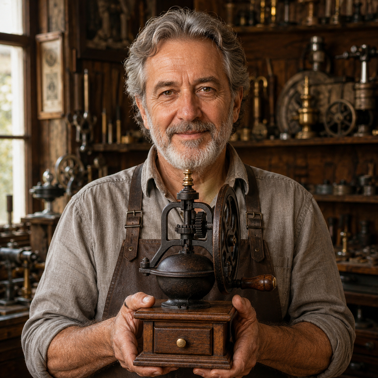 Antonio, master coffee grinder craftsman