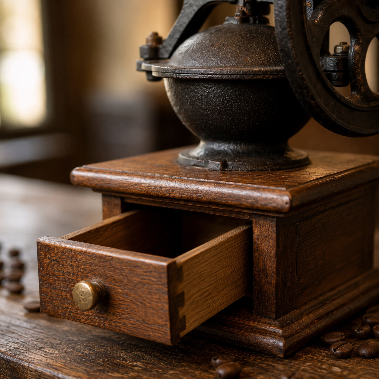 Wooden drawer dovetailed by hand