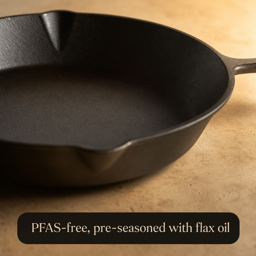 PFAS-free, pre-seasoned with flax oil