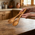 Alba Olive Wood Serving Set (Fork + Spoon)