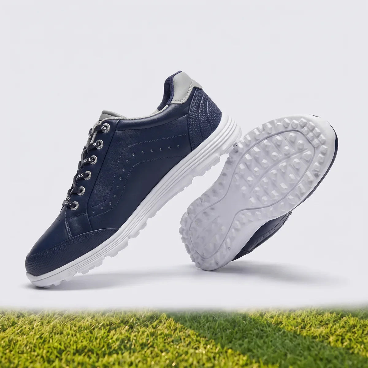 Side view and the white moulded spikeless outsole