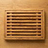 The Alba Olive Wood Bread Board with Crumb Tray seen from above, the full grain readable