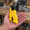 Ridgeford sharpener held in one hand, about the size of a palm